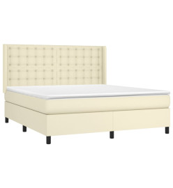 Sommier tapissier et matelas et LED Crème 180x200 cm Similicuir