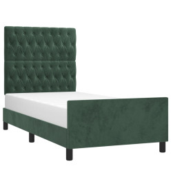 Cadre de lit avec tête de lit Vert foncé 90x190 cm Velours