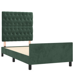 Cadre de lit avec tête de lit Vert foncé 90x190 cm Velours