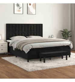 Lit à sommier tapissier avec matelas Noir 180x200 cm Velours