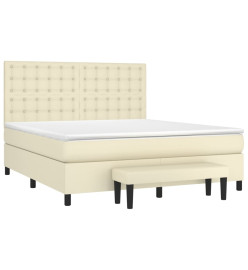 Lit à sommier tapissier avec matelas Crème 160x200cm Similicuir