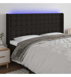 Tête de lit à LED Noir 163x16x118/128 cm Tissu