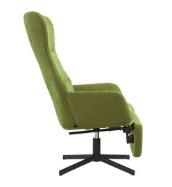 Chaise de relaxation avec repose-pied Vert clair Velours