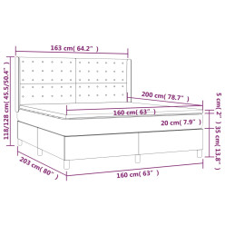 Lit à sommier tapissier avec matelas Noir 160x200 cm Tissu