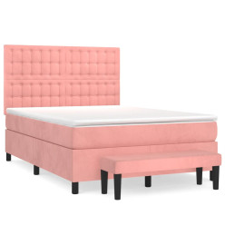 Lit à sommier tapissier avec matelas Rose 140x200 cm Velours