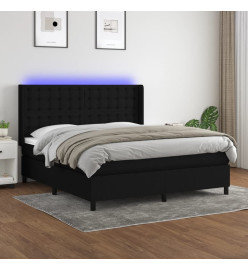 Sommier tapissier avec matelas et LED Noir 160x200 cm Tissu