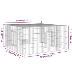 Cage à lapin 110x110x55 cm Fer galvanisé