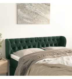 Tête de lit avec oreilles Vert foncé 163x23x78/88 cm Velours