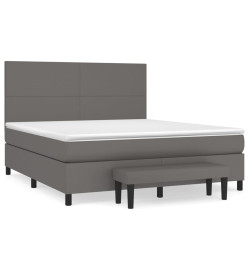 Lit à sommier tapissier avec matelas Gris 180x200 cm Similicuir