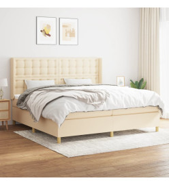 Lit à sommier tapissier avec matelas Crème 200x200 cm Tissu