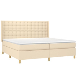 Lit à sommier tapissier avec matelas Crème 200x200 cm Tissu
