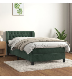 Lit à sommier tapissier avec matelas Vert foncé 90x200 cm