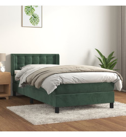 Lit à sommier tapissier avec matelas Vert foncé 90x200 cm