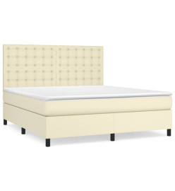 Lit à sommier tapissier avec matelas Crème 180x200cm Similicuir