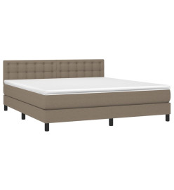 Sommier tapissier avec matelas et LED Taupe 160x200 cm Tissu