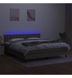Sommier tapissier avec matelas et LED Taupe 160x200 cm Tissu