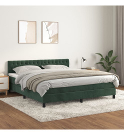 Lit à sommier tapissier et matelas Vert foncé 180x200cm Velours