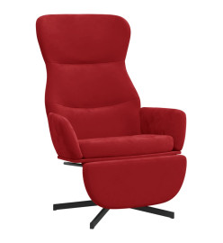 Chaise de relaxation avec repose-pied Rouge bordeaux Velours