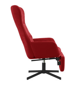 Chaise de relaxation avec repose-pied Rouge bordeaux Velours