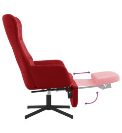 Chaise de relaxation avec repose-pied Rouge bordeaux Velours