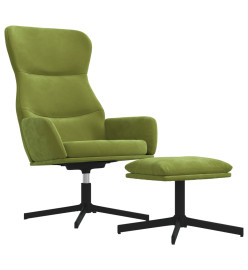 Chaise de relaxation avec tabouret Vert clair Velours