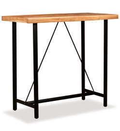 Ensemble de bar 5 pcs Bois d'acacia massif et cuir véritable