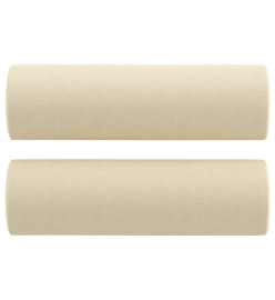 Canapé 3 places avec oreillers décoratifs crème 180 cm tissu