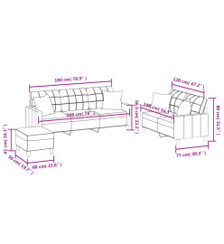 Ensemble de canapés 3 pcs avec coussins crème similicuir