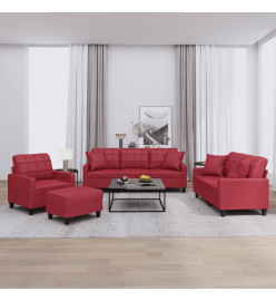 Ensemble de canapés 4 pcs et coussins rouge bordeaux similicuir