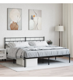 Cadre de lit métal avec tête de lit noir 200x200 cm