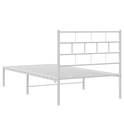 Cadre de lit métal avec tête de lit blanc 75x190 cm