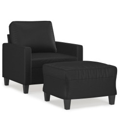 Fauteuil avec repose-pied Noir 60 cm Similicuir