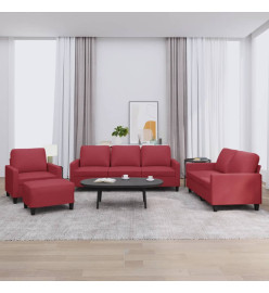 Ensemble de canapés 4 pcs et coussins Rouge bordeaux Similicuir