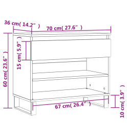 Armoire à chaussures Blanc 70x36x60 cm Bois d'ingénierie