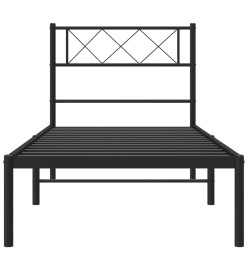 Cadre de lit métal avec tête de lit noir 90x190 cm