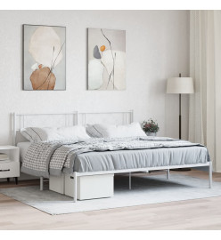 Cadre de lit métal avec tête de lit blanc 183x213 cm