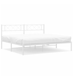 Cadre de lit métal avec tête de lit blanc 183x213 cm