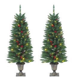 Sapins de Noël artificiels 2 pcs 100 LED vert 120 cm