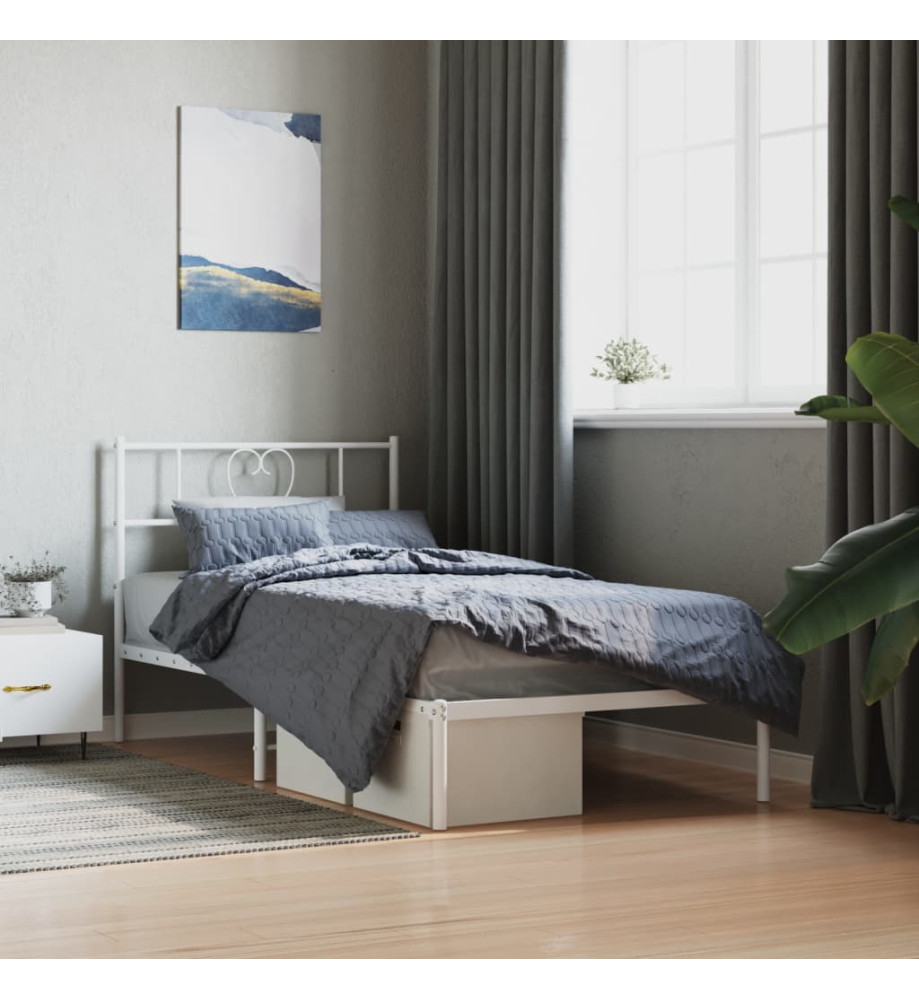 Cadre de lit métal avec tête de lit blanc 80x200 cm Cadre de lit métal avec tête de lit blanc 80x200 cm