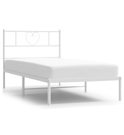 Cadre de lit métal avec tête de lit blanc 80x200 cm