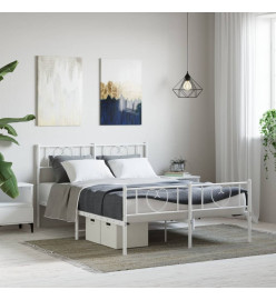 Cadre de lit métal avec tête de lit/pied de lit blanc 135x190cm