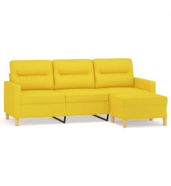 Canapé à 3 places avec repose-pieds Jaune clair 180 cm Tissu