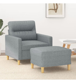 Fauteuil avec repose-pied Gris clair 60 cm Tissu