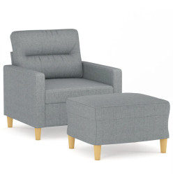 Fauteuil avec repose-pied Gris clair 60 cm Tissu