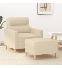 Fauteuil avec repose-pied Crème 60 cm Tissu