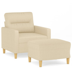 Fauteuil avec repose-pied Crème 60 cm Tissu