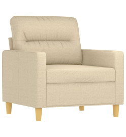 Fauteuil avec repose-pied Crème 60 cm Tissu