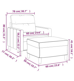 Fauteuil avec repose-pied Crème 60 cm Tissu