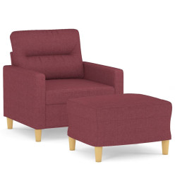 Fauteuil avec repose-pied Rouge bordeaux 60 cm Tissu