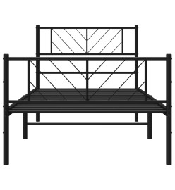 Cadre de lit métal avec tête de lit/pied de lit noir 75x190 cm